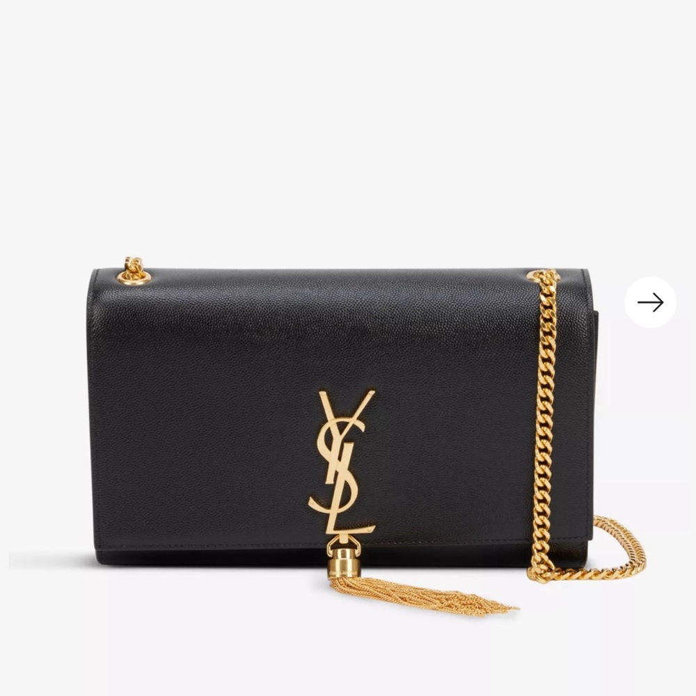 KATE MEDIUM TASSEL GRAIN DE POUDRE EMBOSSED LEATHER YSL SAINT LAURENT BAG PURSE